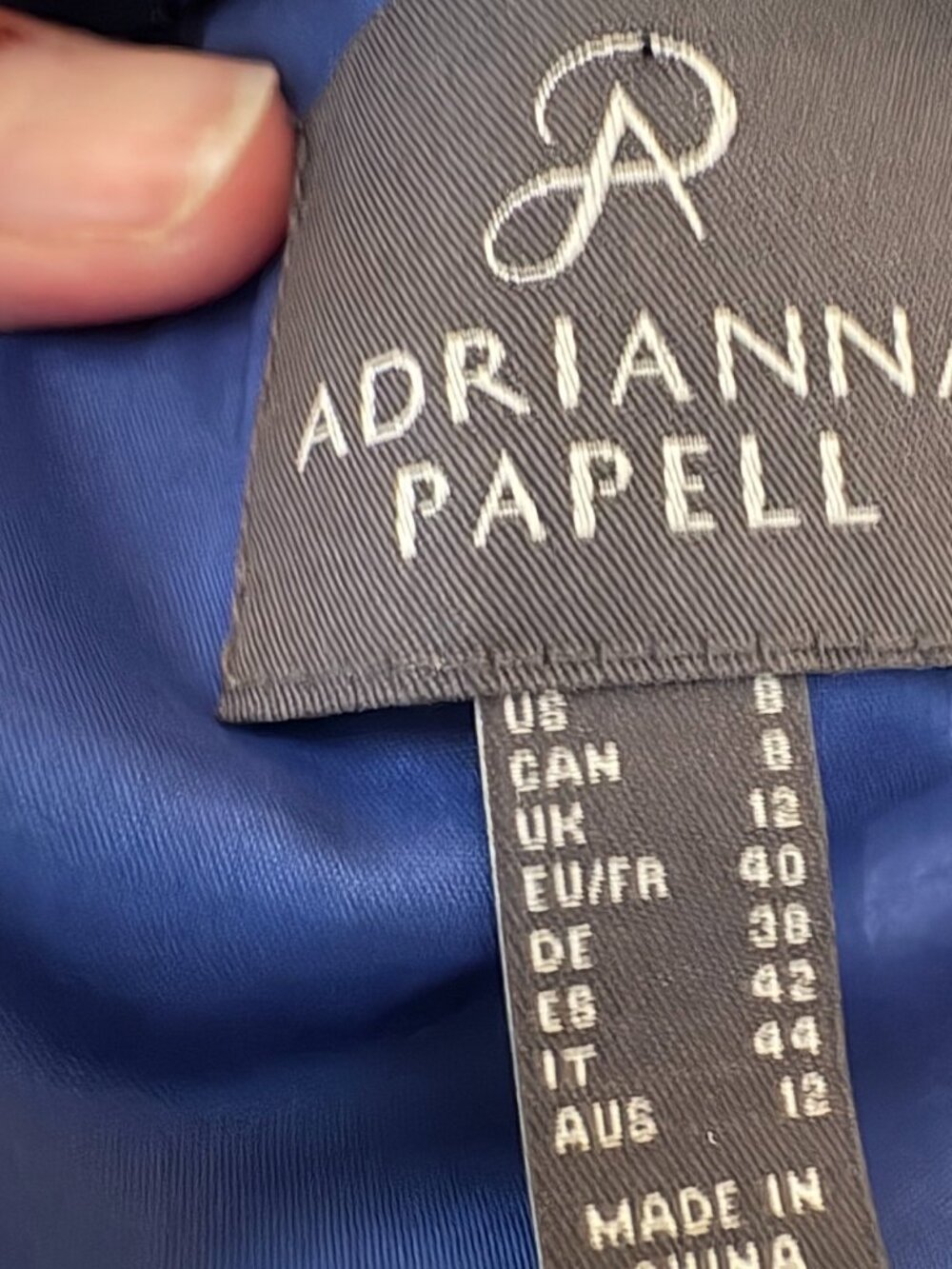 NWOT Adrianna Papell One Shoulder Jacquard Mermaid Gown in Cobalt Blue. Size 8 - Picture 12 of 13